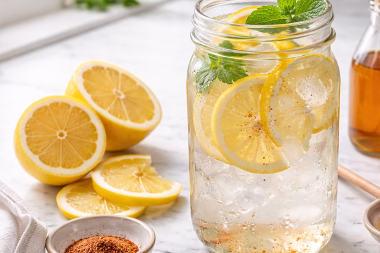 Detox water with lemon and mint