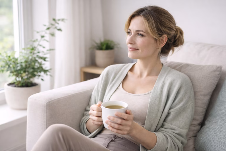 Woman following a holistic lifestyle to balance hormones naturally and support healthy hormones