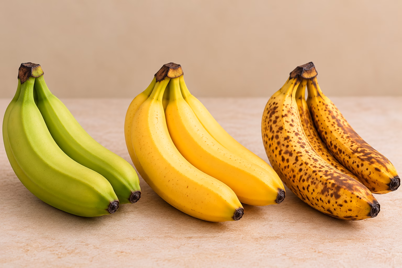 Banana Ripeness Trio on Beige